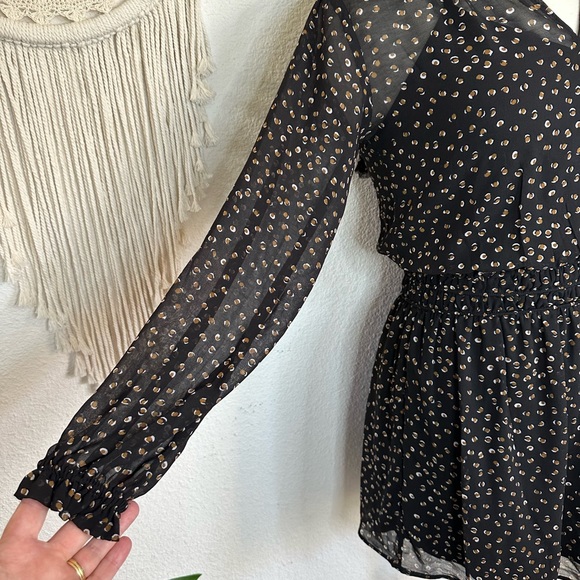 Socialite black and brown dot print mini dress with slip small - Picture 2 of 8